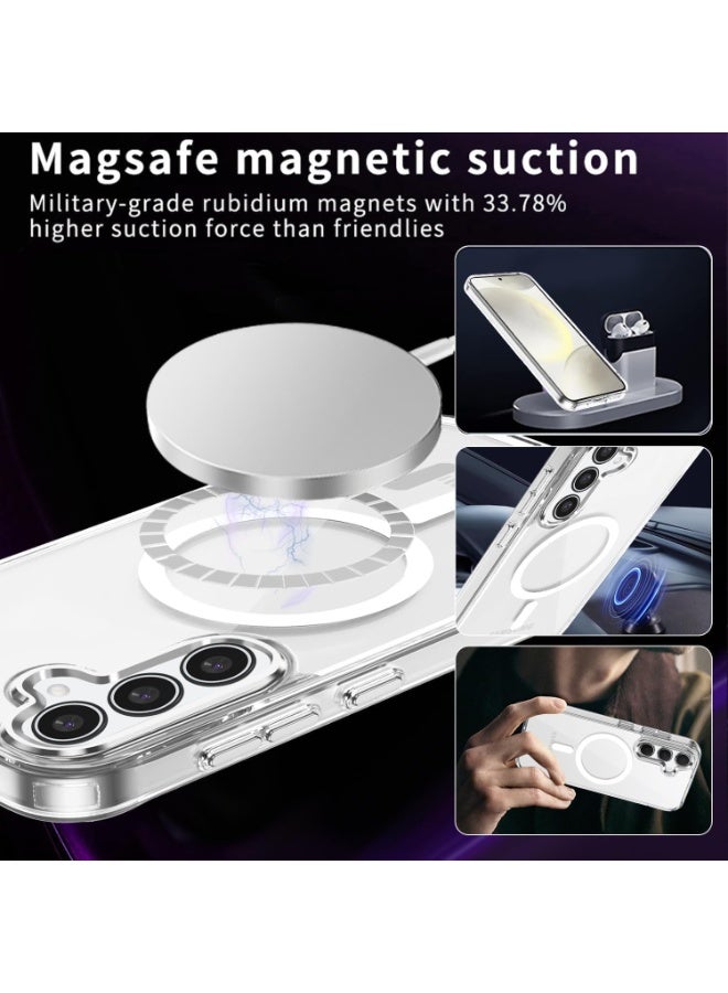 جراب حماية مغناطيسي شفاف مضاد للصدمات والاصفرار بتصميم نحيف وحواف ناعمة لموبايل سامسونج جالاكسي S25 FE (متوافق مع ماج سيف) - Image 2